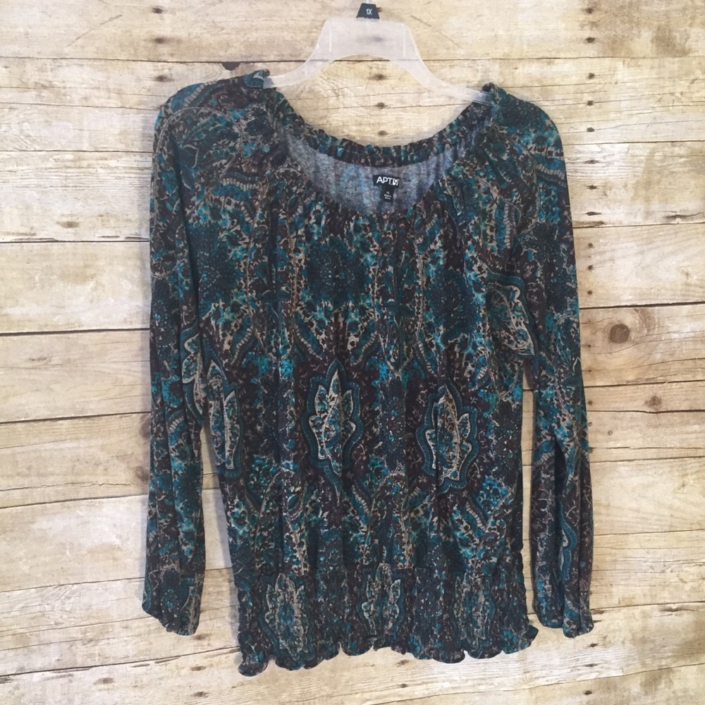 Apt. 9 Paisley Print Banded Bottom Pullover Top